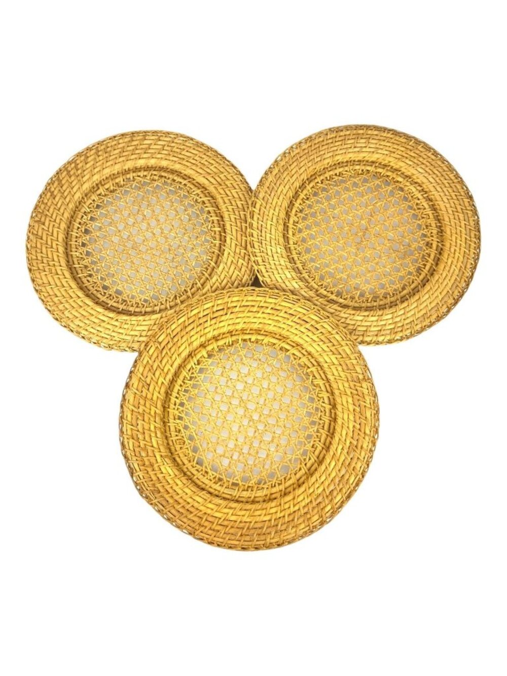 Woven Rattan Charger Plates Wall Decor Set of 3 Rustic Boho 12.5 inch
